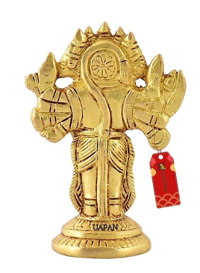UAPAN Brass Standing Hanuman Panchmukhi Idol Murti I Pooja Poojan Temple Daily Worship 100% Brass Material (Medium, Panchmukhi Hanuman Ji) - Image 4